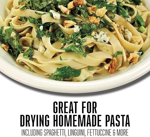 Miniatura 2 de Weston Estante de secado de pasta de bambú (53-0201), 10 brazos de secado, 16 pulgadas de alto, 14 pulgadas de ancho, se almacena plano