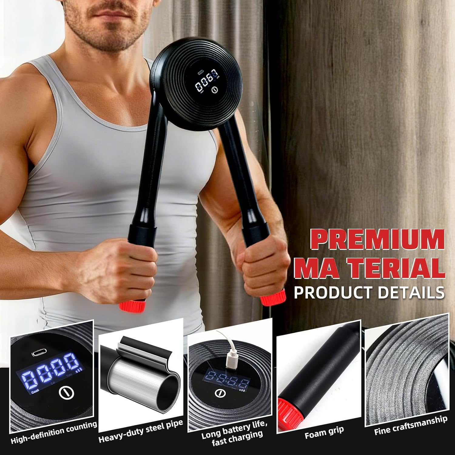 Hydraulic Power Twister Adjustable Resistance 22–440 lbs Digital Display, Foldable Arm Chest Exerciser for Women Men, No Snapback Safety, Portable Home Gym Gear