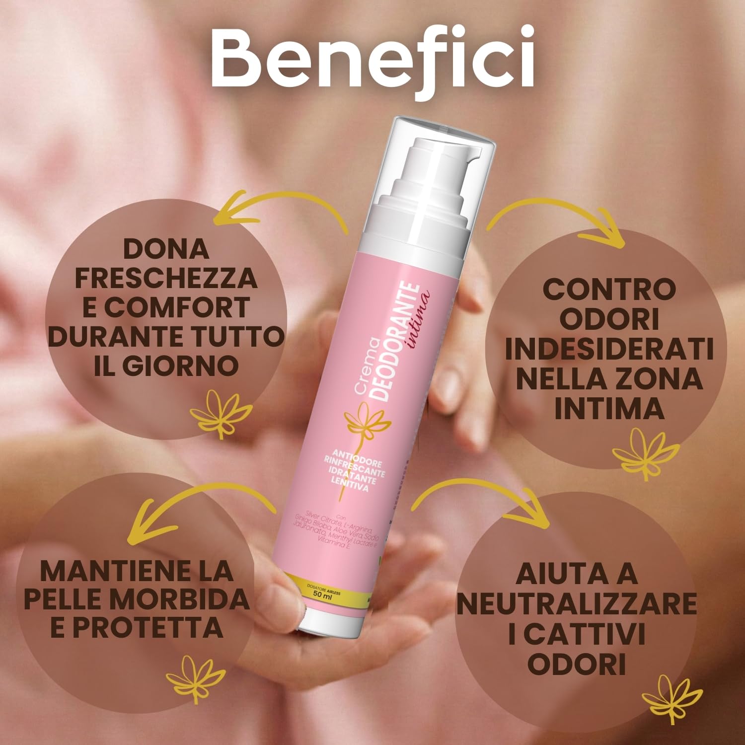 Deodorante Intimo Donna – Delicata Crema Intima Profumata Donna Anti-Odore per l’ Igiene Intima Quotidiana, Azione Fresca e Lenitiva con Aloe Vera, Menta, Arginina e Argento Citrato – 50 ml WELLVIT