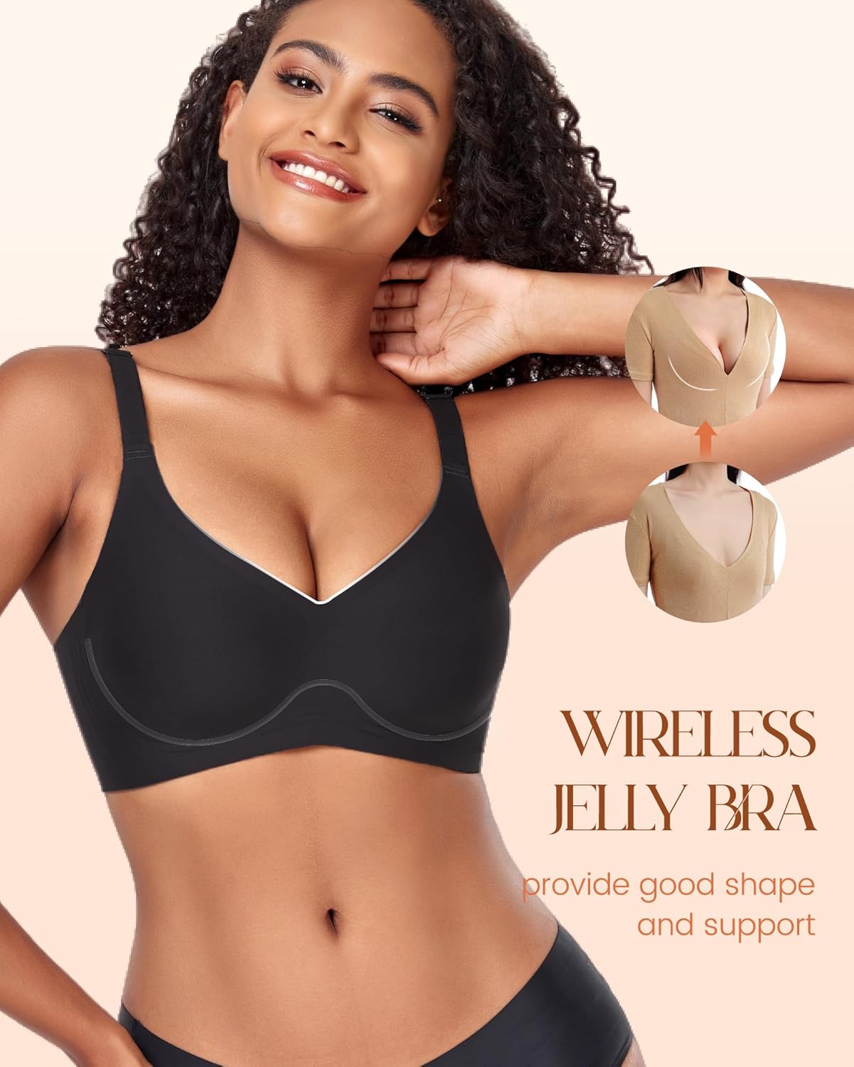 JOYTREE 3PCS Jelly Bras for Women No Underwire Comfort Wireless Women Bras Seamless Full Coverage Bralettes, Bra Extender