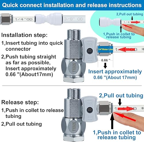 Miniatura 4 de Adaptador de agua de alimentación 38 "x 14" o 38" Add-A-Tee, 12 x 14 o 38 Divisor de línea de agua, 14 empuje para conectar, no se ajusta a rosca o