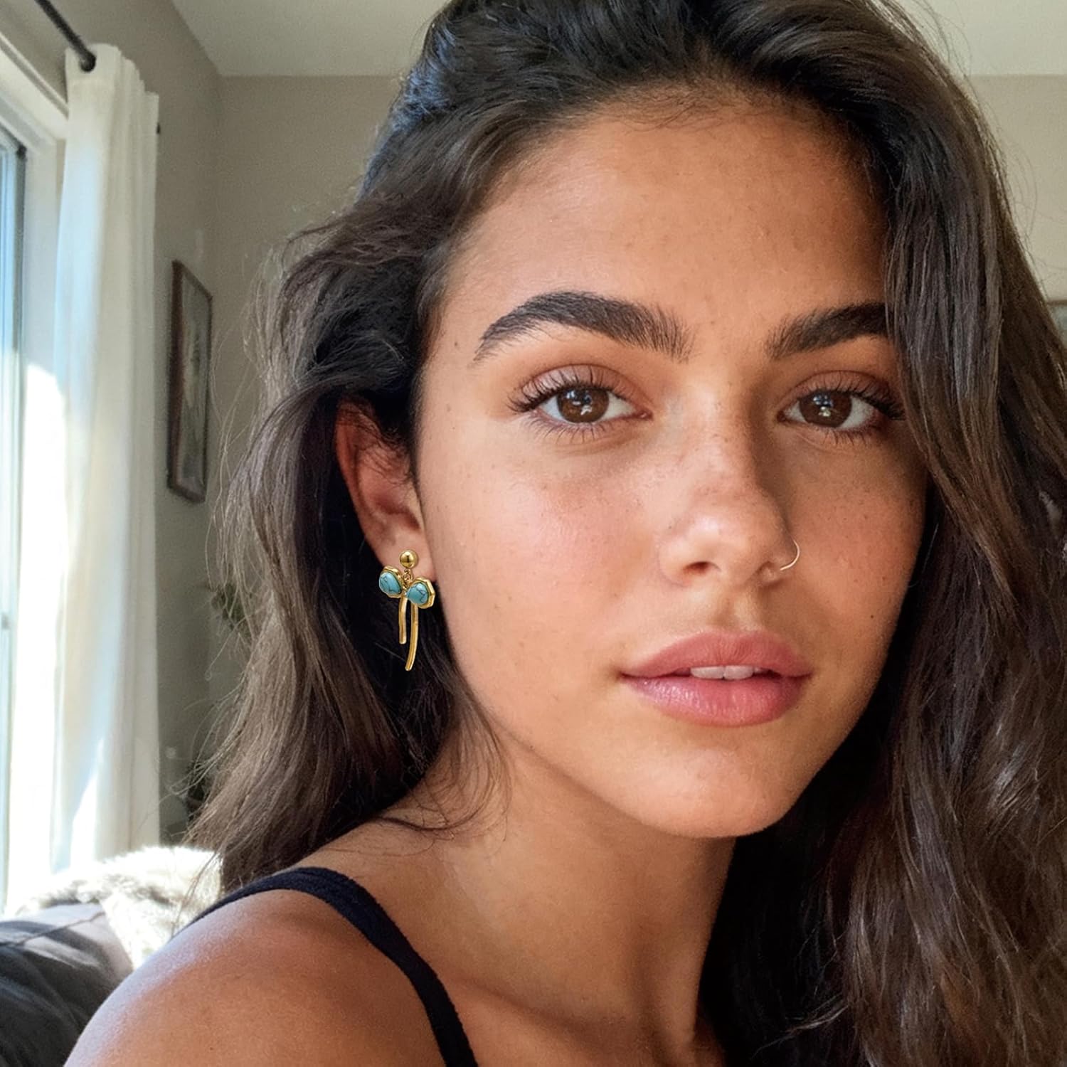 Gold Bow Ribbon Hoop Earrings - Long Ribbon Drop Dangle Bow Tie Huggie Earrings for Women's Jewelry Gifts - Image 2