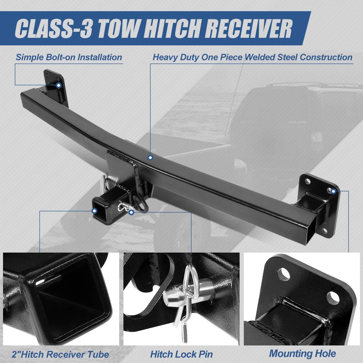 Auto Dynasty 2 Inches Class 3 Trailer Hitch Receiver Compatible with Porsche Cayenne Touareg Audi Q7 04-15