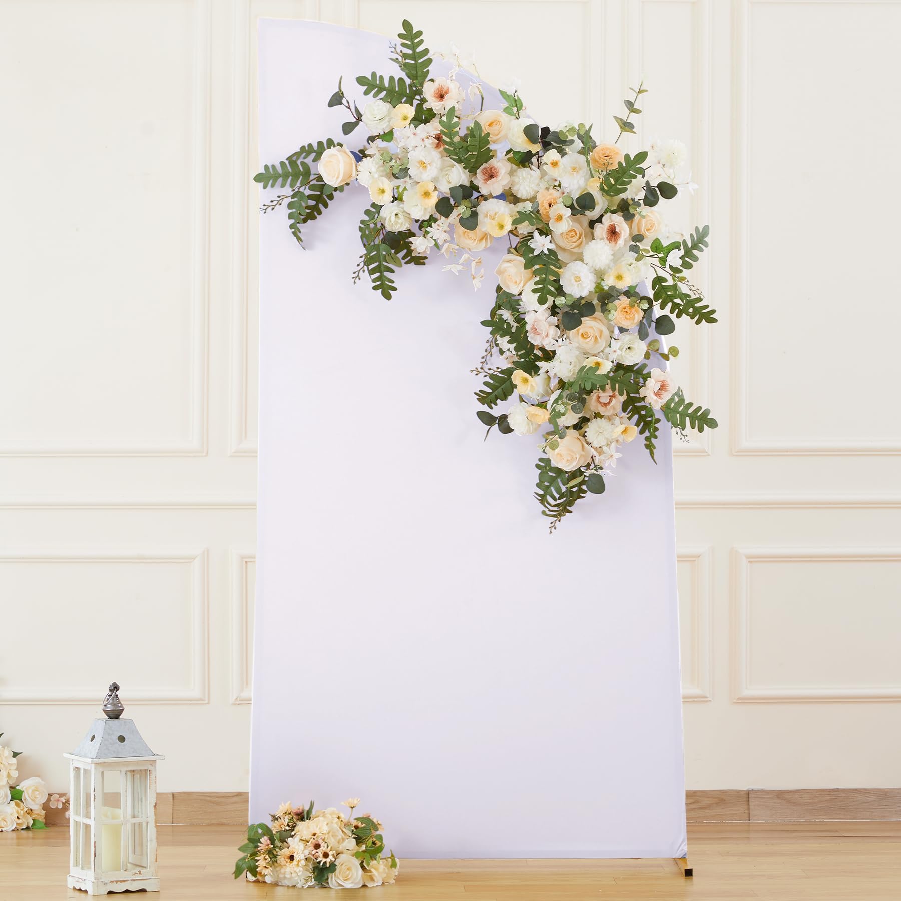 White Half Moon Arch Covers Wedding Arch Backdrop Cover for Weddings Birthday Parties Baby Showers Events – 7ft White Half Arch Fabric Cover Set