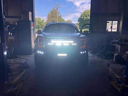 Miniatura 5 de iJDMTOY Kit de barra de luz LED detrás de la rejilla compatible con Ford 2017-2020 Raptor, incluye (1) barra de luz LED de doble fila de alta