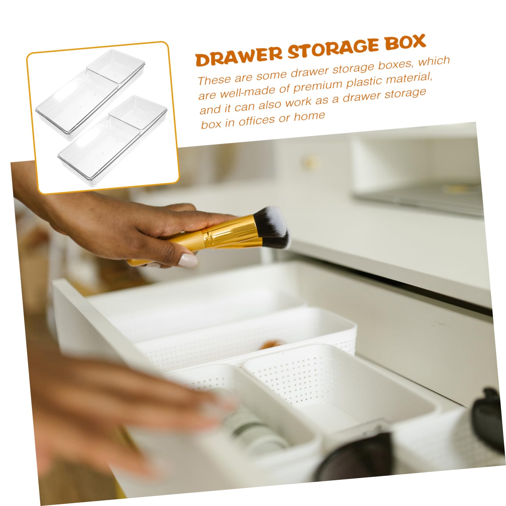 6pezzi Organizzatore di Cassetto per Cucina in Plastica Trasparente Contenitore di Inserimento per Ufficio e Casa