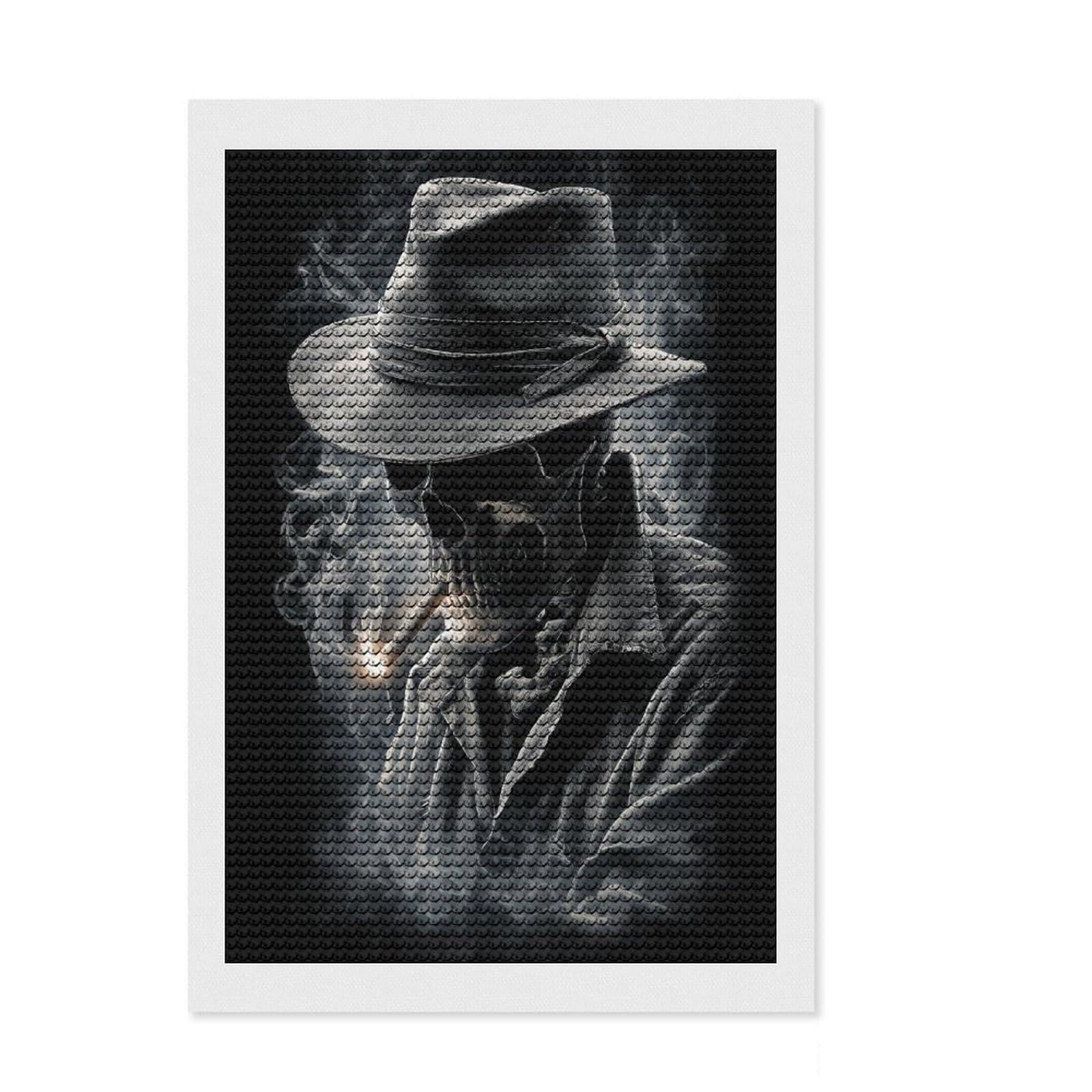 Junmoney Smoke and Skull Diamond Art Canvas 8"x12", for Teens, Enjoyable At-Home Hobby, Office Decor, Gift Idea, Pleasing Wall Art Project