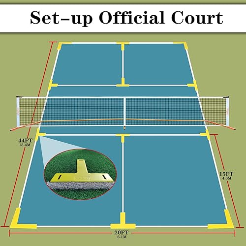 Miniatura 6 de Zdgao Pickleball Set with Net for Driveway, 22 FT Regulation Size Pickle Ball Net Set with Pickleballs, Court Markers and Carry Bag, Steady Metal