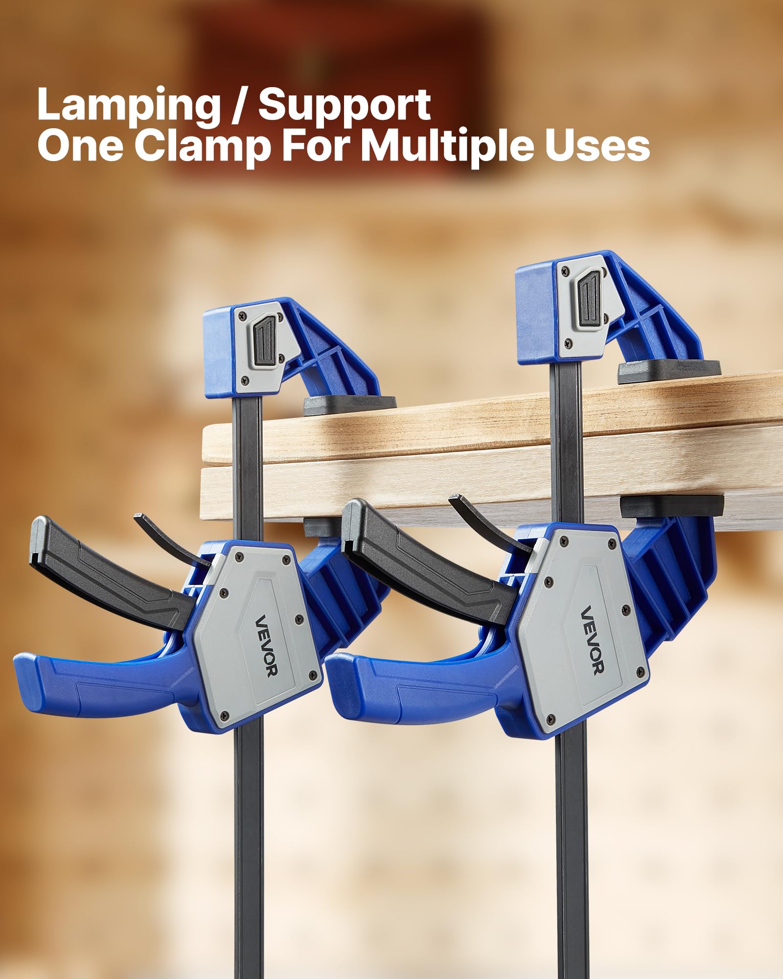 VEVOR Serre-Joints à Libération Rapide 2PCs Ouverture de la Mâchoire 60,96 cm, Pince Écarteur à Une Main Capacité Max. 154 kg, Pince en F en Plastique et Acier au Carbone, pour Menuisier Métallurgie