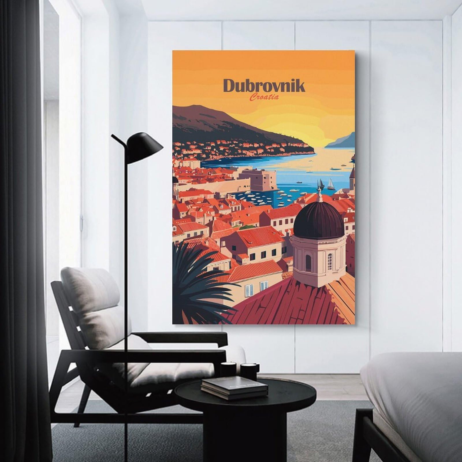 Junmoney Unframe-Style-18 Dubrovnik Cityscape(2) Canvas Wall Decor, 24X36inch(60X90cm), For Flats, Guest Rooms Or Compact Rooms, Decorative Canvas Decor For Home Updates