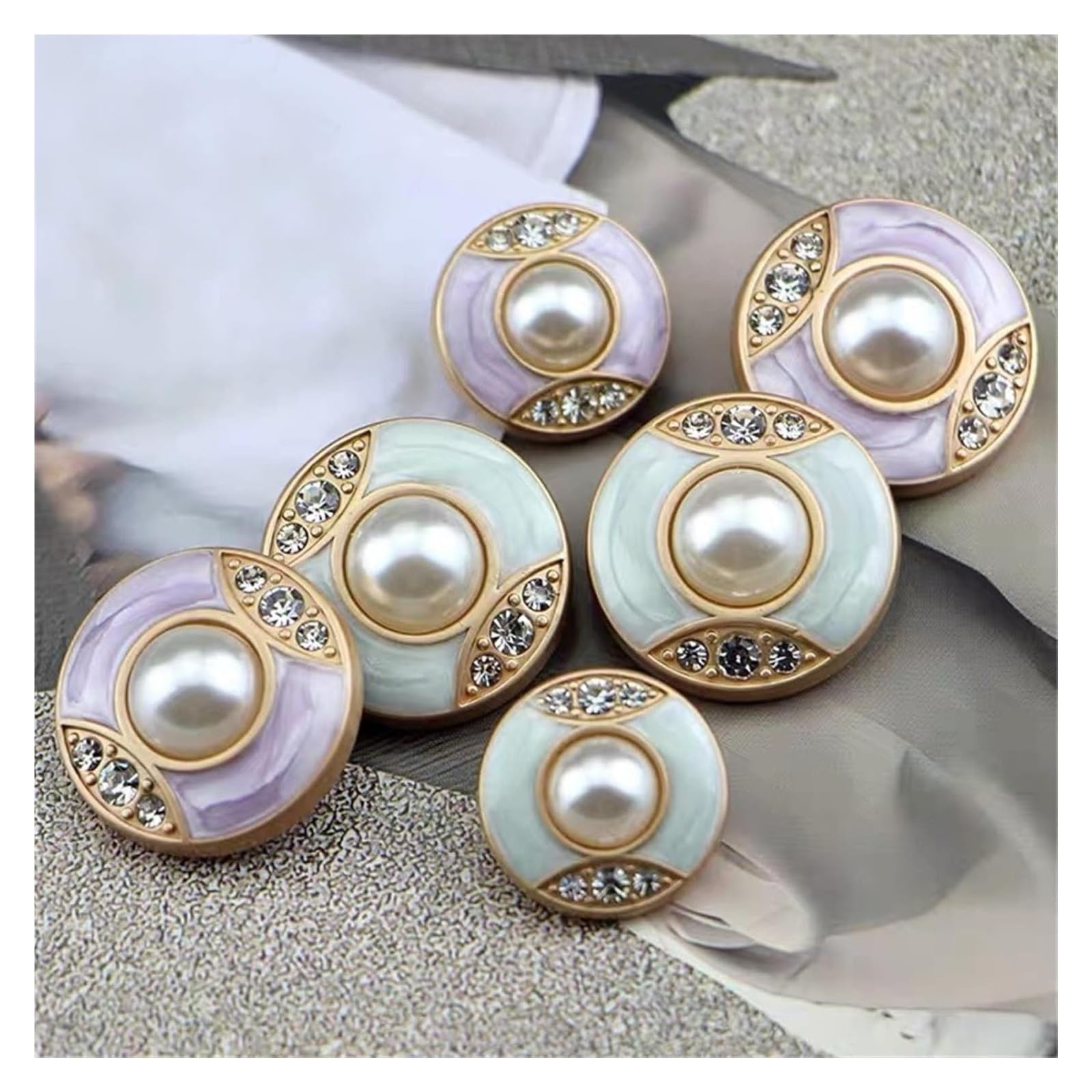10 szt. luksusowych perłowych guzików do odzieży DIY akcesoria szycia piękne ozdobne guziki ze strasem(Purple,18mm)