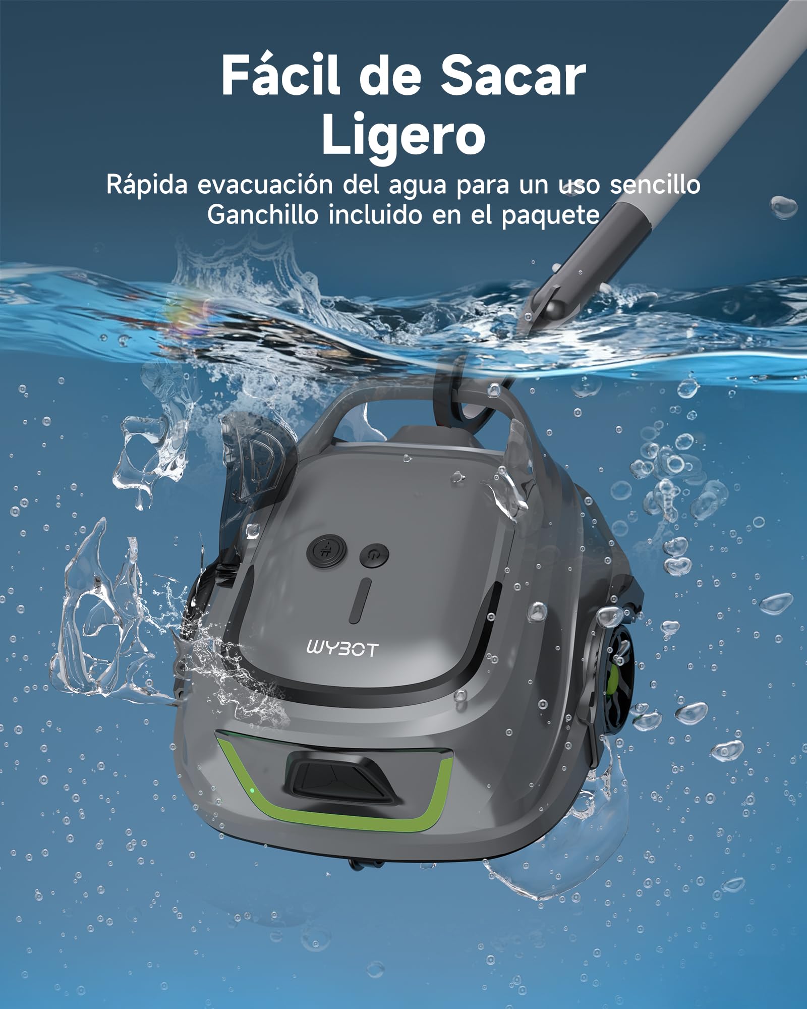 WYBOT A1/OS2010 Robot Piscina Inteligente, Doble Filtración, Autonomía 120 Min, Limpiafondos Piscina Potente Inalámbrico para sobre Suelo Y Planas, Elimina Residuos, Auto-Estacionamiento,Verde Salvia