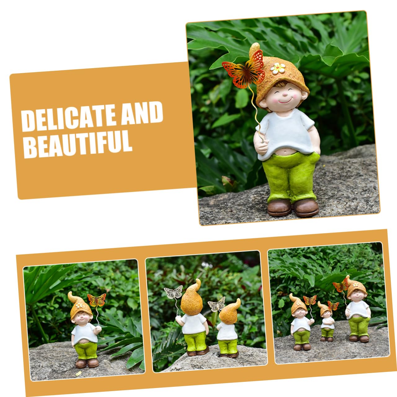 3kawałki Ceramiczna Figuryna Gnomów Urocze Ozdoby Ogrodowe Do Dekoracji Patio Trawnika i Podwórka Trwałe Ceramika z Wspaniałym Rzemiosłem