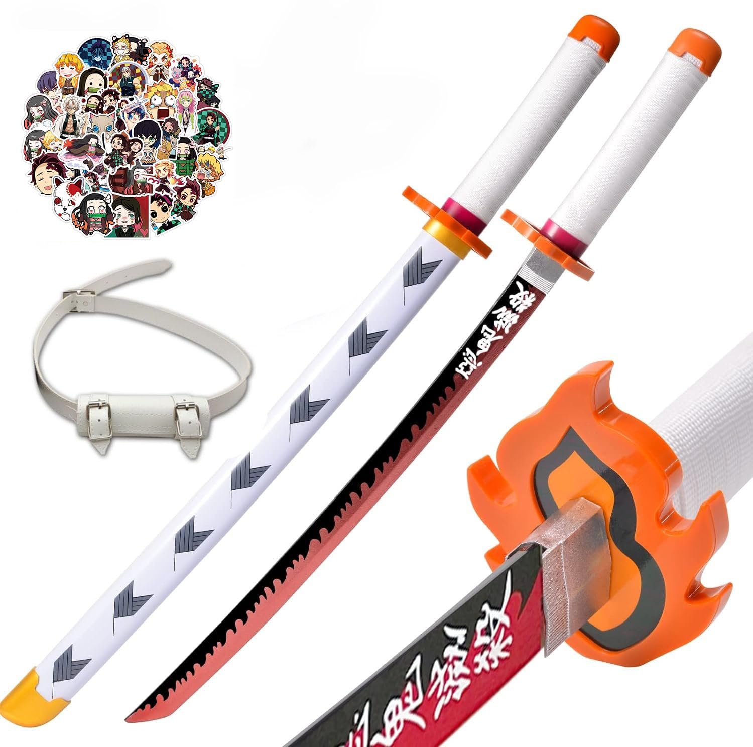 31Inch Demon Swords Katana Anime Sword Samurai Tanjiro Cosplay Handmade Props Japanese Katana Handmade Abs Sheath Knife For Lovers Halloween Props sword (Rengoku Kyoujurou)