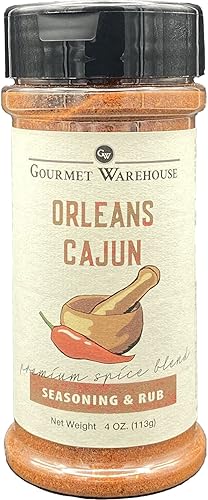 Gourmet Warehouse Orleans Cajun BBQ Frote Condimento Especia Hecho a mano en lotes pequeños Sin gluten sin MSG 4 onzas (paquete de 1)