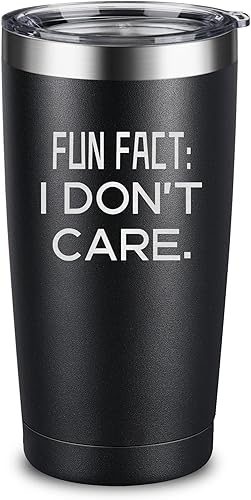 Fun Fact I Don't Care - Taza de café grabada con sarcasmo sarcástico con frase muy divertida, regalo de cumpleaños para el Día del Padre, para papá,