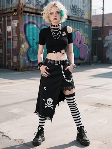 Miniatura 47 de Zando Paquete de 6 calcetines de algodón para mujer, por encima de la rodilla, calcetines a rayas para botas y calentadores de piernas para uso 6