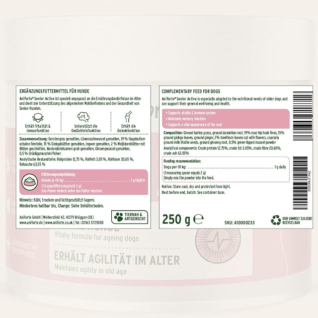 Foto 7 de 7 de AniForte Senior Active en Polvo 250 g para Perros Mayores
