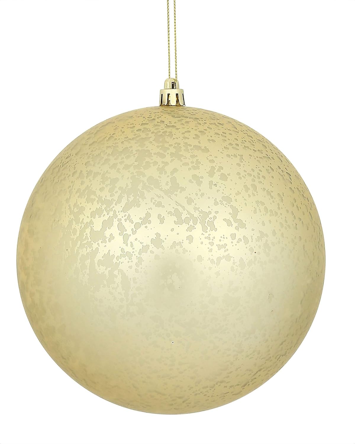 Vickerman 8" Champagne Matte Mercury Ball Ornament. This Item Features a Matte Mercury Finish to add Texture to Any Holiday Decorating Project as Well as a Metal Cap for Reliable Hanging.
