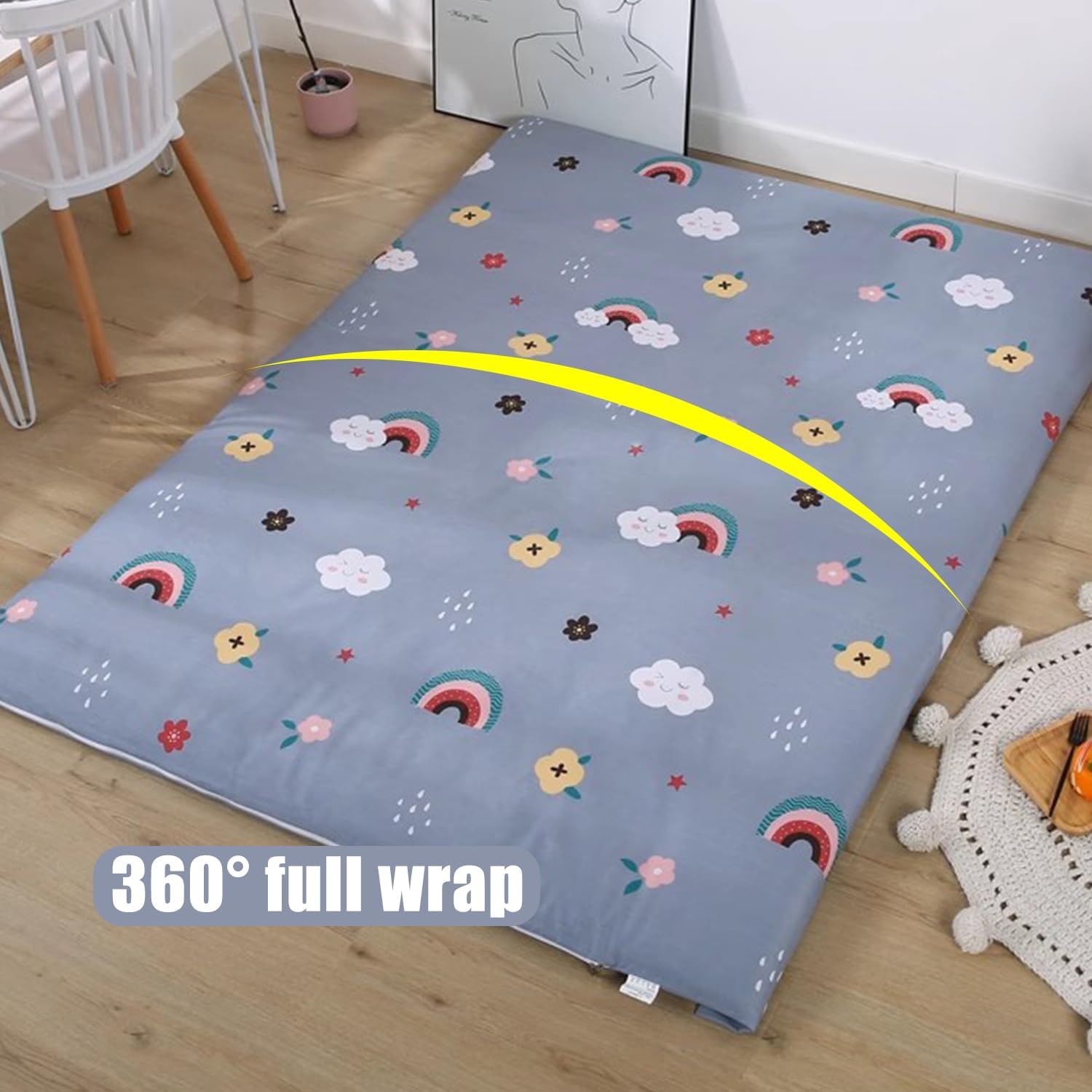 E,90x190cm, 100% Cotton Futon Mattress Cover with Zipper Futon Cover for Japanese Futon Floor Mattress Soft Comfort Sleeping Mat Protector Skin-Friendly Machine Washable
