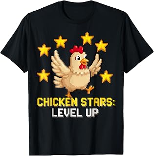 Chicken Stars Level Up 8-Bit Trending Meme Boys T-Shirt