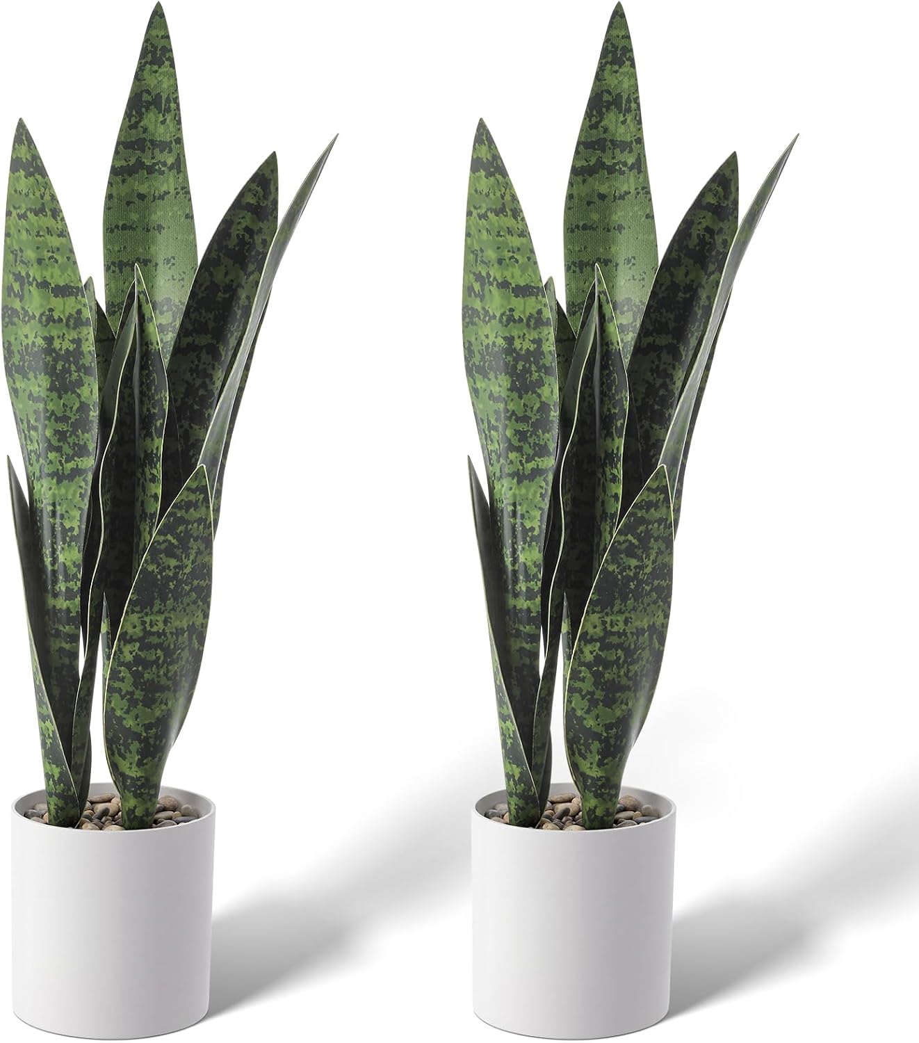 Suncalla 2 Pack Fake Snake Plant 22" Artificial Sansevieria with 12 Leaves Faux Sansevieria Fake Agave Potted Plants PE Material UV Resistant for Indoor Outdoor Home Garden Office Bedroom Decor