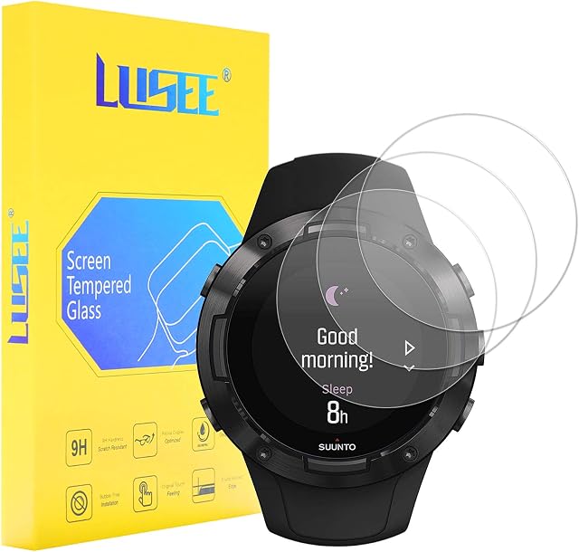 Lusee 3 Pack Universal Watch Screen Protector [Round, Diameter 35mm] Tempered Glass Anti Scratch/Anti Fingerprint [9H Hardness] [HD Clear] [Case friendly]