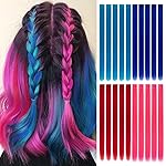 20 Packs Colored Hair Extensions 20Inch Straight Multi-Colors Party Highlights Clip In Hair Extension Synthetic Rainbow Hairpieces for Girls Kids Gift(Blue, Navy Blue, Red, Pink)