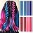 20 Packs Colored Hair Extensions 20Inch Straight Multi-Colors Party Highlights Clip In Hair Extension Synthetic Rainbow Hairpieces for Girls Kids Gift(Blue, Navy Blue, Red, Pink)