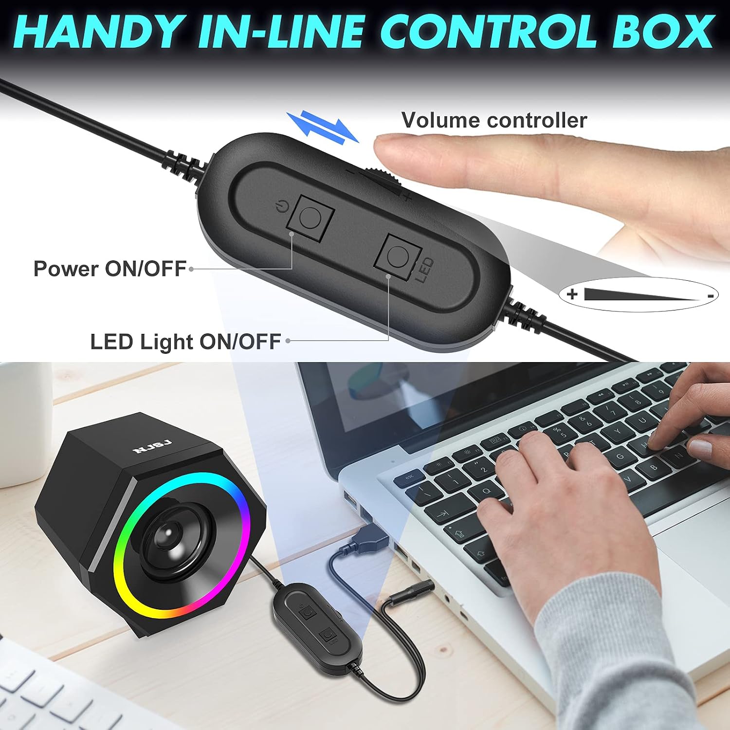 NJSJ H112 Speakers in-line control box with power, LED, and volume controls