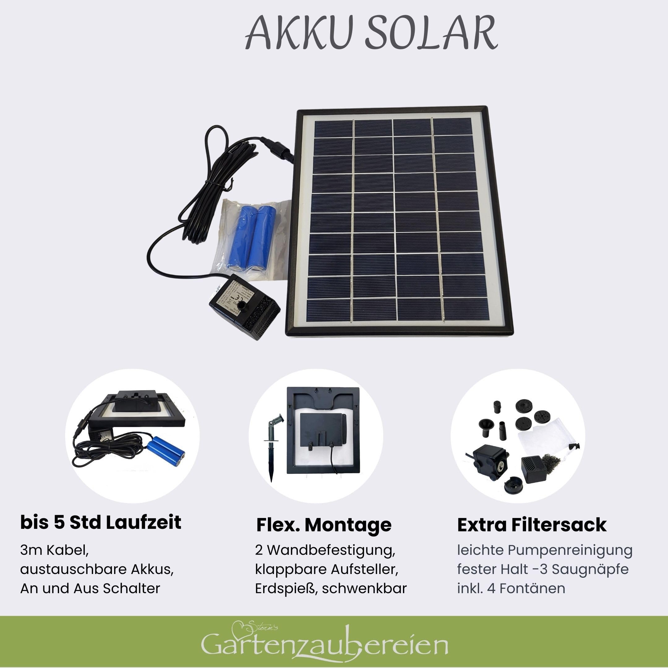 Storm's Gartenzaubereien Wasserspeier mit Akku - Solarpumpe Möwe für Teiche - Miniteiche - Keramik Tierfigur mit Akku-Pumpe - Maritime Deko für Garten und Balkon, Solarbrunnen