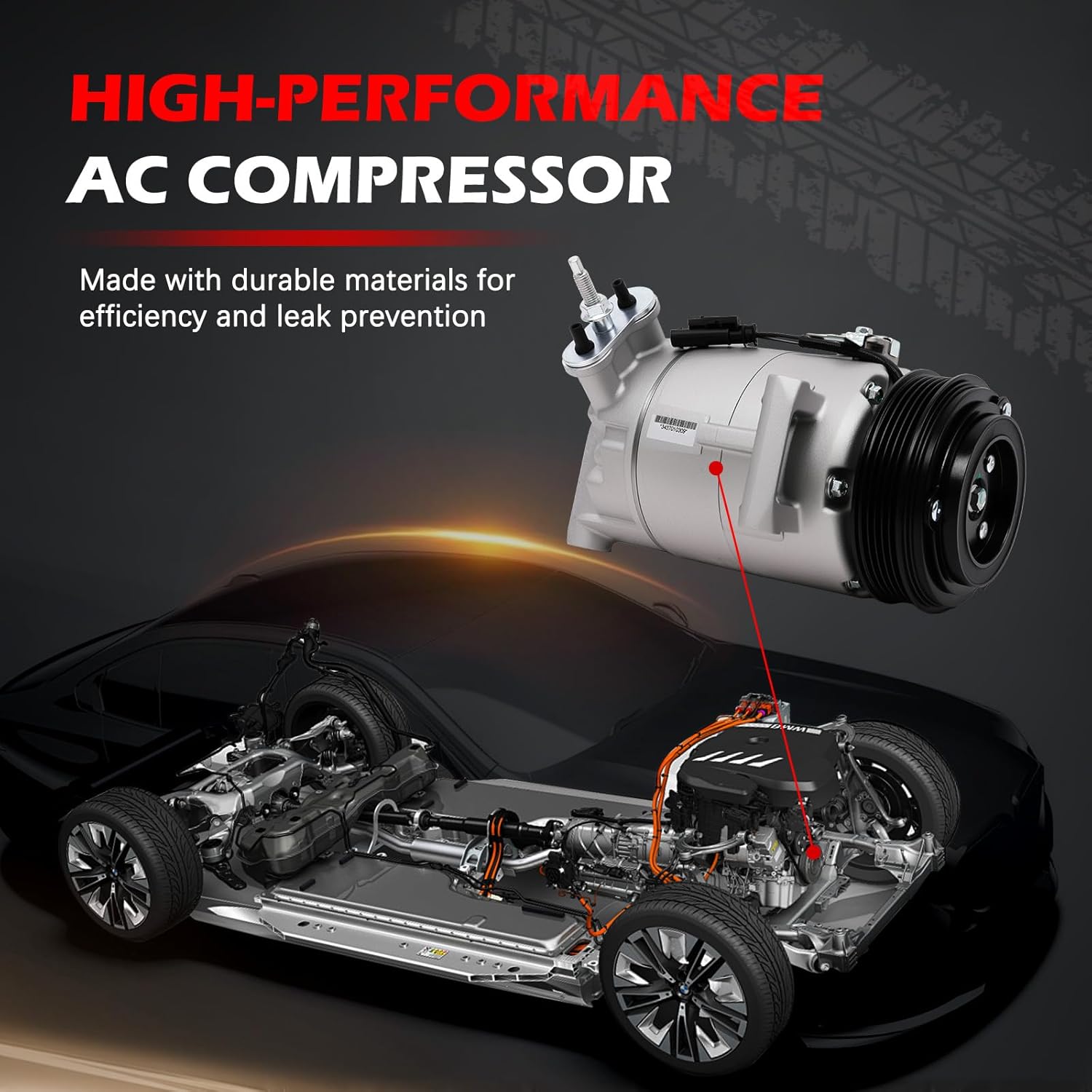 AC Compressor w/Clutch for 2015-2021 Chevy Colorado 2.5L, 2018-2021 Equinox 1.5L, 2018-2021 Terrain 1.5L, for 2015-2021 Canyon 2.5L, Air Condition Compressor for 178324