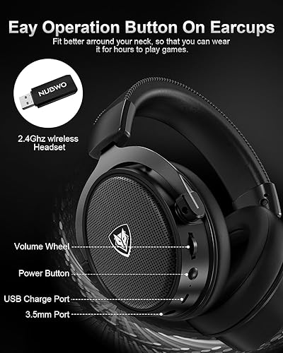 Miniatura 2 de NUBWO Auriculares inalámbricos para juegos, 2.4 GHz y tecnología Bluetooth 5.3 con micrófono con cancelación de ruido, sonido estéreo, compatible