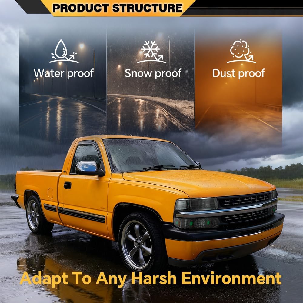 CNNELL Headlight Assembly Compatible with Chevy Silverado 1999-2002/ Suburban Tahoe 2000-2006 (Smoky Lens Chrome Housing Amber Reflector) Left+Right