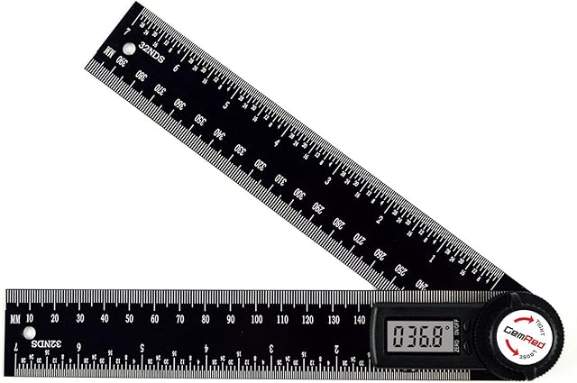 GemRed Digital Angle Finder Protractor (Model 82305-Aluminum, 200mm)