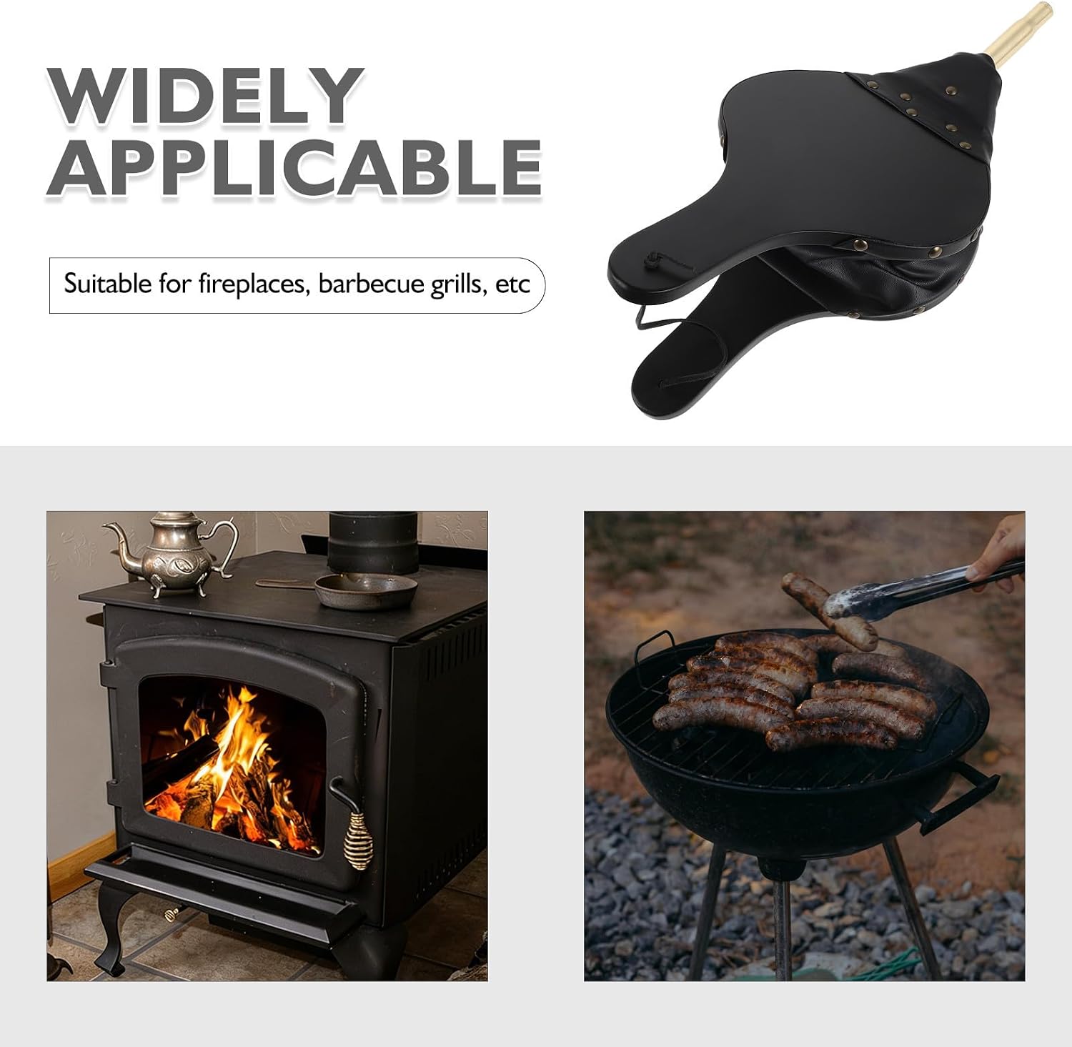 NOLITOY Wood Stove Bellows with Metal Nozzle for Wood and Charcoal