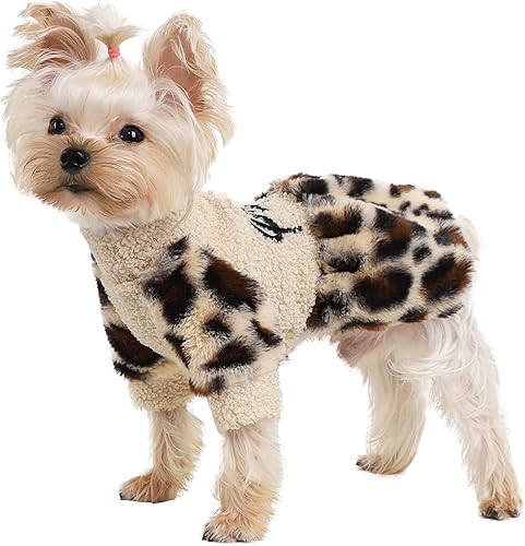 Suéter para perros pequeños, niña, XXS ropa para perro, sudadera para perro, suéter de chihuahua, ropa de leopardo para perros, suéter para