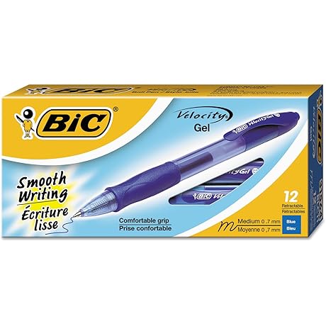 BIC Gelocity Original Blue Gel pens, Medium Point (0.7mm)