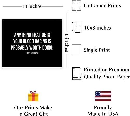 Miniatura 2 de "Anything That Gets Your Blood Racing Worth Doing"-Motivational Wall Decor -10x8" Modern Typogarphy Art Print-Ready to Frame. Inspirational