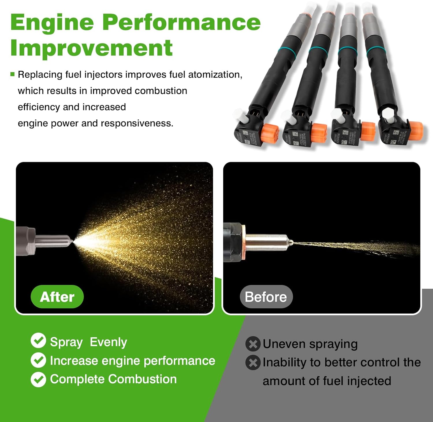 4PCS Fuel Injectors with Seals for Bobcat Excavators E45/E50 & Skid Steers - Compatible with Doosan, Replaces OE 7275454, 28337917, 400903-00074D