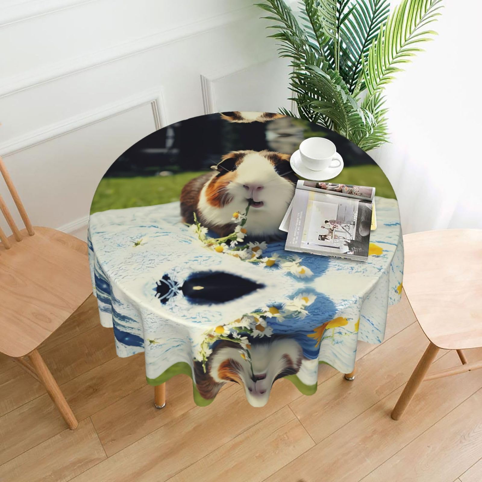 YYHHAOFA Guinea Pigs Funny Prints Round Decorative Tablecloth 60in - High-Grade Polyester Throw for Dining Tables, Parties, & Outdoor Events