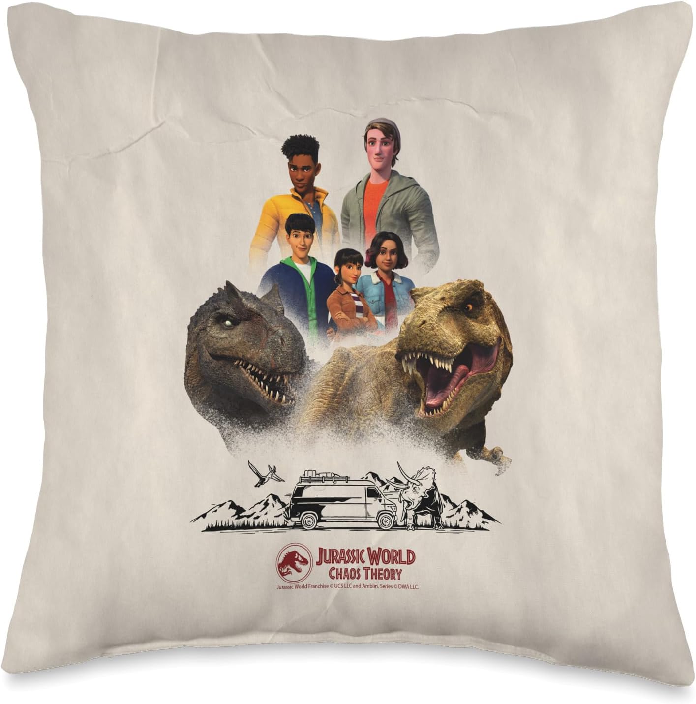 Jurassic World: Chaos Theory Nublar 5 T-Rex Throw Pillow