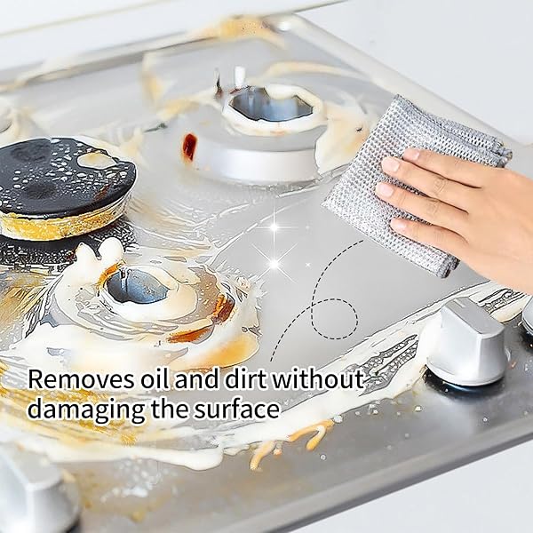 Lot de 10 chiffons de nettoyage multi-usages en fil de fer réutilisables - Pour la fonte, les casseroles et les poêles - Nettoyage humide et sec - Cuisine (10, double couche) - 5