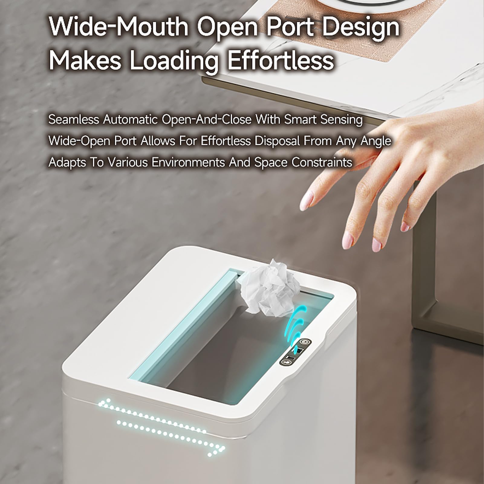 Asixxsix Bote de Basura Inteligente sin Contacto de 13 Litros, Sensor de Movimiento