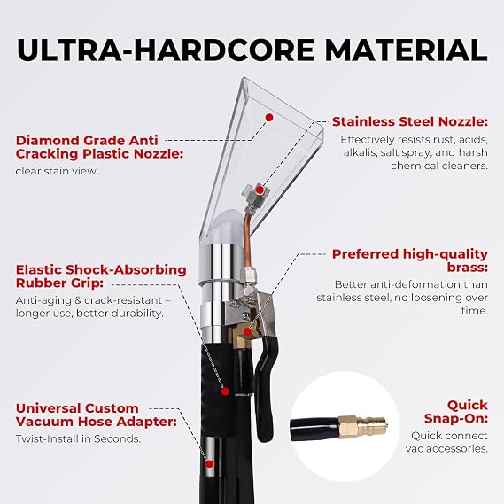 Shop Vac Extractor Kit, Better Extractor Hose Kit for Carpet & Upholstery Cleaning in Home and Auto, with Wand, Hose & Adapter