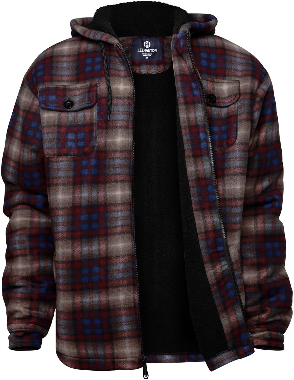 LeeHanTon Hoodies for Men Winter Warm Heavyweight Sherpa Lined Fleece Zip Up Hoody Jacket