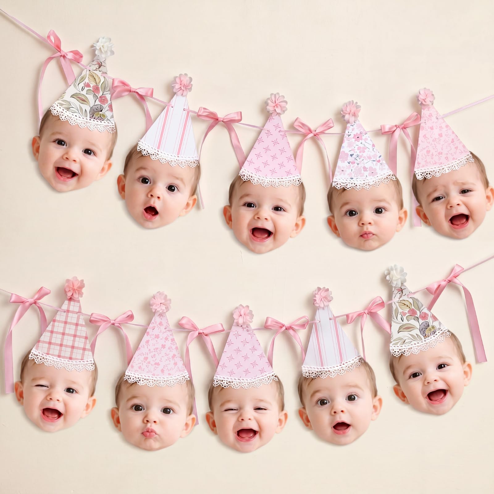 Photo 1 of Weekgrat Pink DIY Face Birthday Hat Banner
