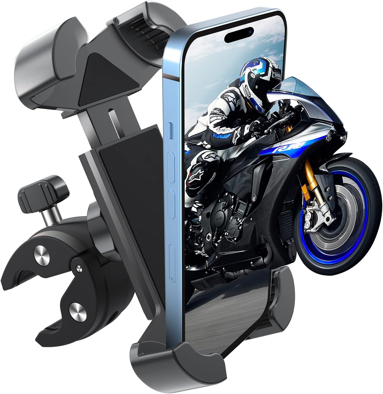 Motorcycle Handlebar Mount, 360° Rotation Silicone Bicycle Phone Holder