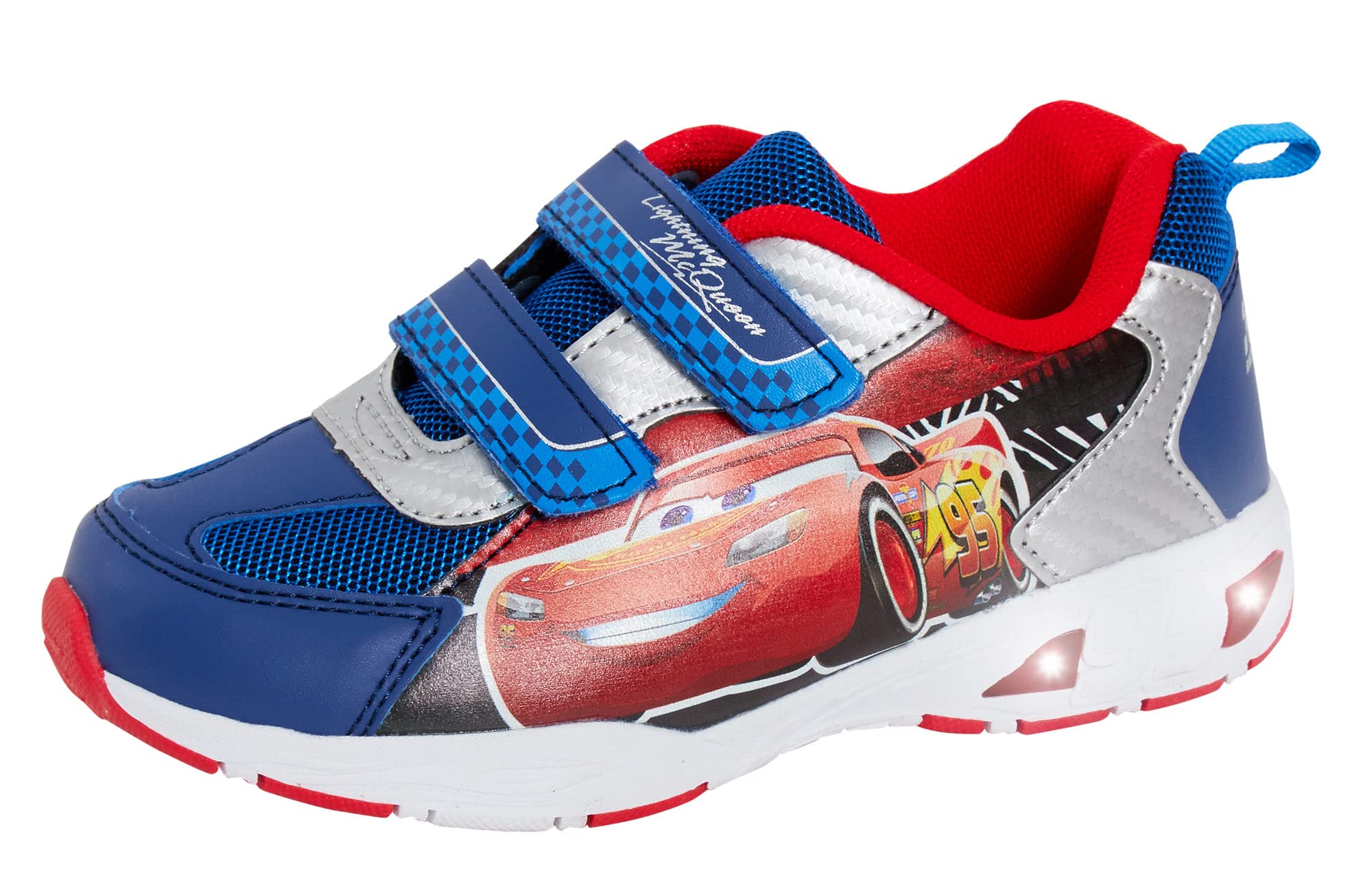 Disney Cars Boys Light Up Sports Trainers Kids Lightning McQueen Skate Shoes with Flashing LED Lights