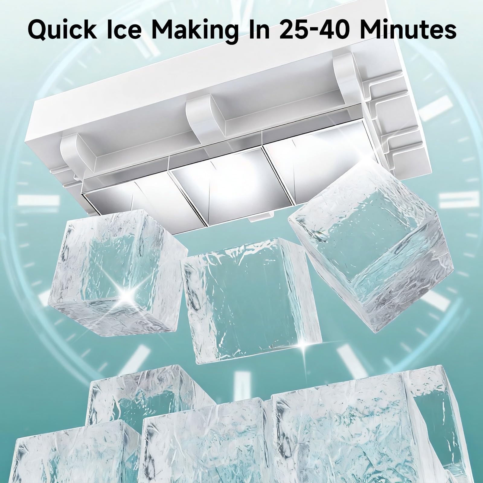 Etl Approval Clear Ice Cube Maker Countertop, 3 Crystal 1.6" Clear Ice Cube In 10-20mins, Slow-Melting & Adjustable Ice Thickness, Ice Makers Countertop With Self-Cleaning For Kitchens/Home/Office on Fridge.com - View 4